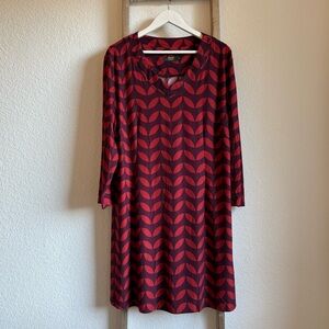 R&B Big Leaf Merlot & Red Long Sleeve Tunic/Dress Sz: 2X